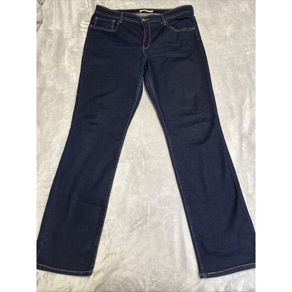 LEVI’S 724 HIGH RISE STRAIGHT Jeans Women’s Size 34 US 16 Dark Wash Stretch - Picture 2 of 13